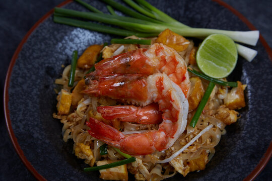 Prawn Pad Thai, the popular Thai food local food call "Pad Thai" in Bangkok Thailand.