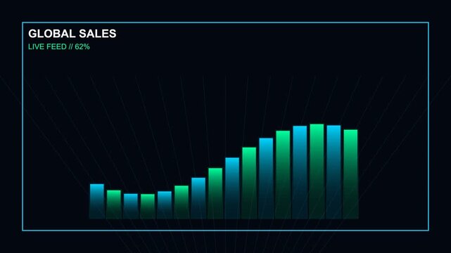 Modern digital visualization illustrating dynamic business growth and market expansion through a sleek upward trending bar chart