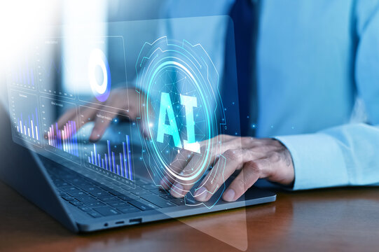Doctor using AI-powered health data dashboard to monitor patient analytics, medical statistics, and clinical decision support in real time.