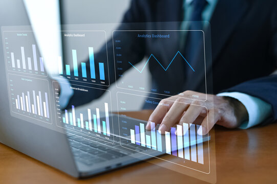 Businessman use AI technology data analysis for business for competitive advantage in a fast-paced market.