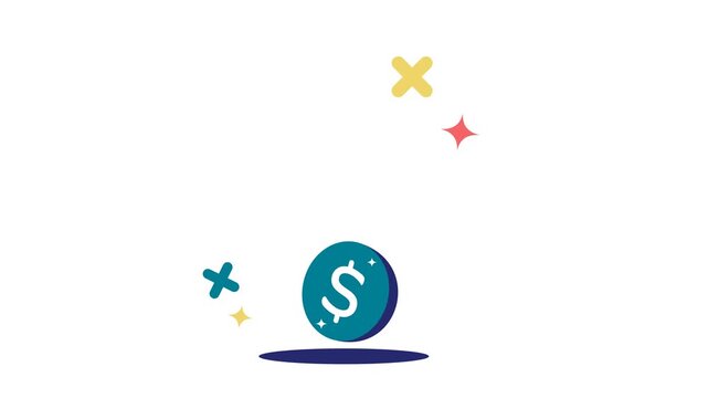 Spinning Coin Icon Animation &ndash; Business Financial Success Concept