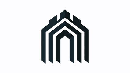 Fototapeta premium Geometric black archway castle gate logo.