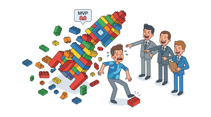 Startup Failure, MVP Launch Disaster, Team Mocking Founder © Beng