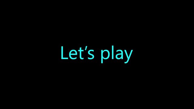Countdown sequence from one to three with let us play text animation on dark black background