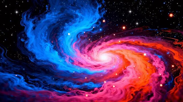 Colorful spiral galaxy in space