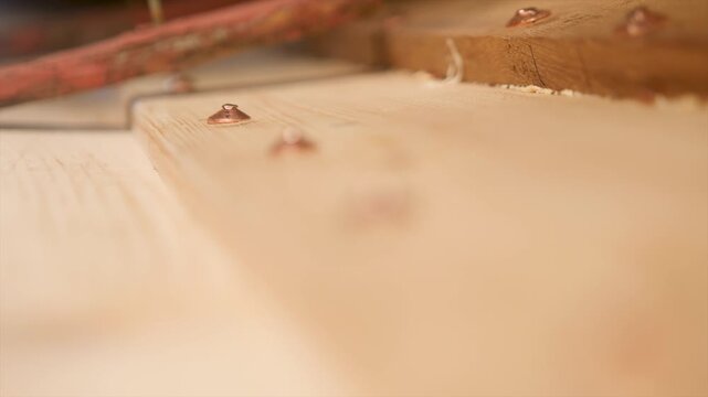 Copper nails fastening clinker lapstrake boat planks