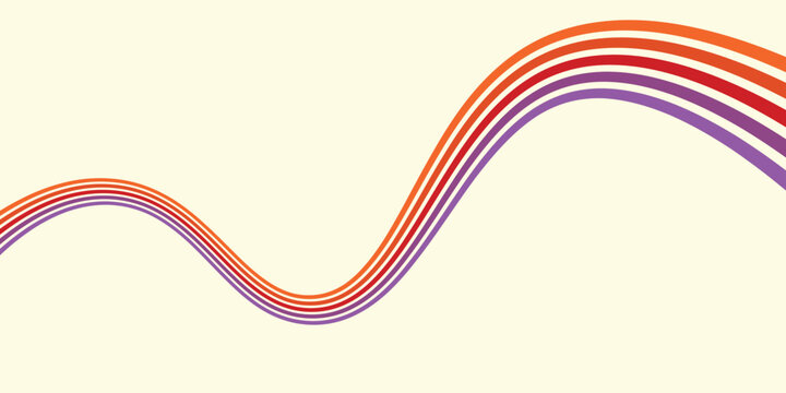 Abstract colorful 70s background vector. Vintage retro wallpaper with rainbow stripes and wavy lines. A 1970 color illustration suitable for posters, banners, decorative items and wall art.eps,10