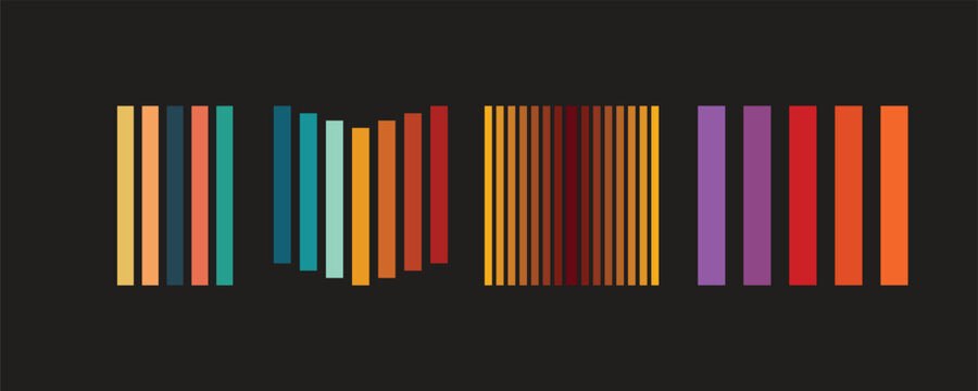 Abstract colorful 70s background vector. Vintage retro wallpaper with rainbow stripes and wavy lines. A 1970 color illustration suitable for posters, banners, decorative items and wall art.