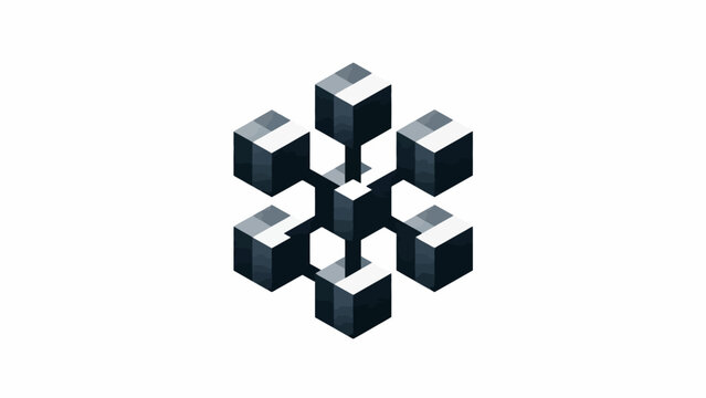 Isometric cube cluster representing blockchain data storage.