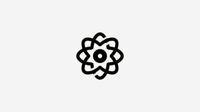 Minimal black interlocking circles atom logo.