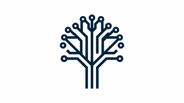 Minimalist electronic circuit tree logo