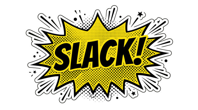 Slack comic book explosion speech bubble with halftone dots