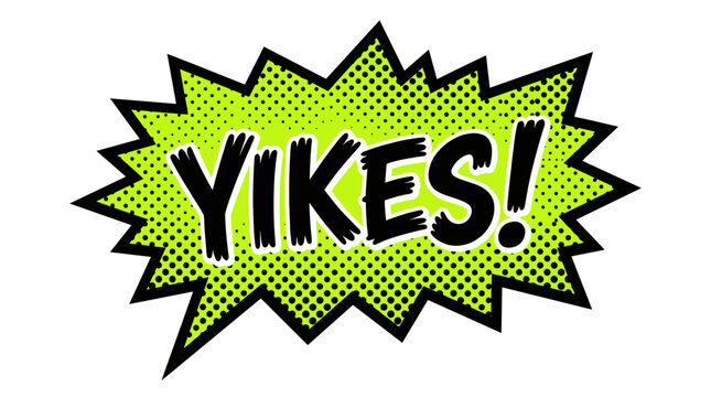 Yikes comic speech bubble pop art green starburst