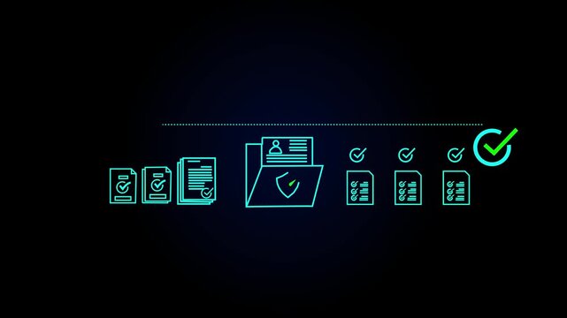 Digital checklist and approval work showing business document validation and task tracking system for decision making, process ,and quality verification with high efficiency .4k motion