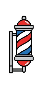 Red white and blue barber chair illustration.