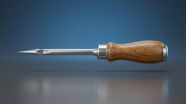 Sailmaker awl 3D render stitching instrument engineered for heavy material piercing sail repair and marine sewing