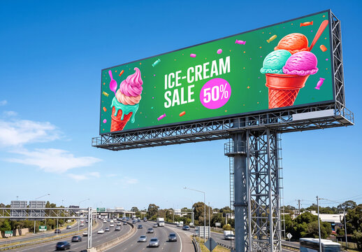Roadside Advertisement Billboard Presentation Mockup