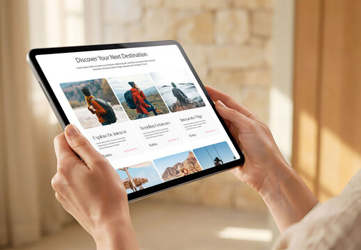 Tablet Mockup Held with Both Hands