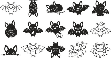 Obraz premium Cute bat characters collection for halloween designs and children's illustrations
