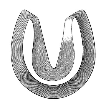 Rubber sole with frog cutout, swirling parallel-line pattern, old vintage illustration, 1889.