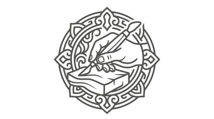 Fototapeta premium Professional High Quality Black and White Intricate Islamic Geometric Pattern with Bird Motif with high quality professional line art symbols for modern creative design and digital branding projects