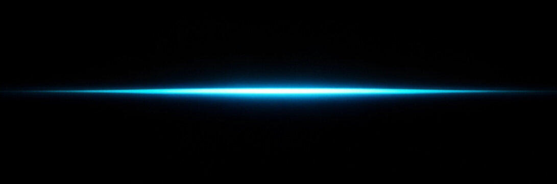 Close-up of a thin blue laser beam on a black background with cutting edge close-up background technology illumination innovative futuristic experiment research