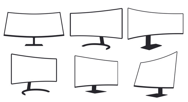 Modern computer curved monitor set