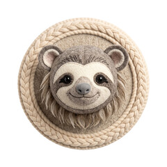 Fototapeta premium Cute needle felted sloth plush toy head portrait