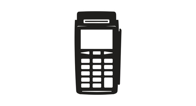 Portable point of sale terminal with keypad and receipt printer black silhouette