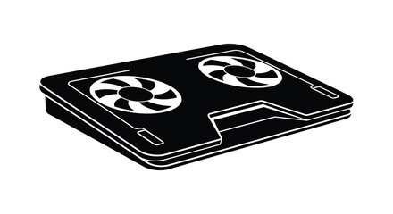 Laptop cooling pad with two fans black and white silhouette computer © Lamiya Khanom