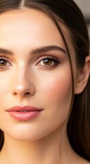 Fototapeta premium Close up portrait of young woman with natural makeup.