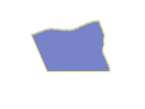 A simple purple quadrilateral shape with a subtle yellow outline border