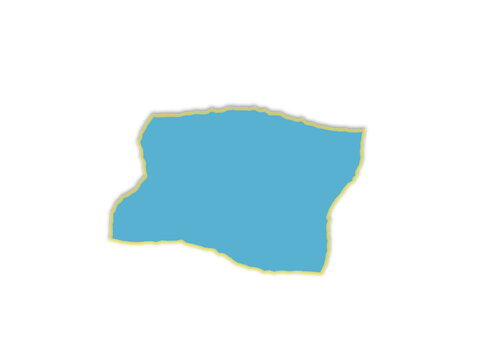 A single piece of blue paper with rough torn edges and a yellow border
