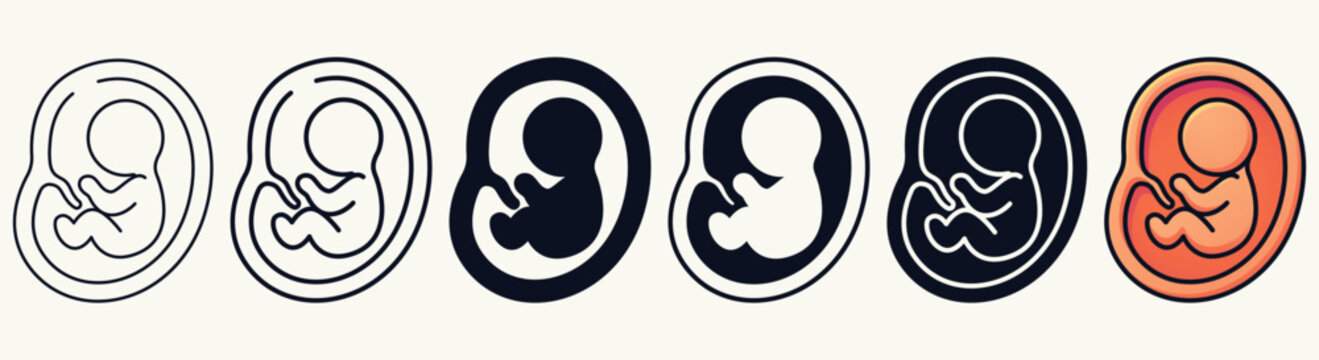 Fetus and Embryo Icons Set