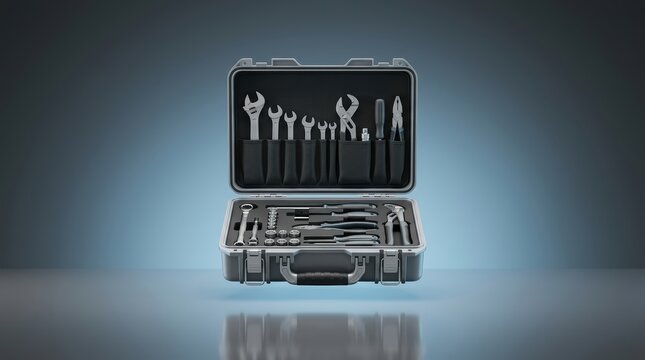 Folding tool carrier 3D render collapsible storage solution designed for portable organization and maintenance support