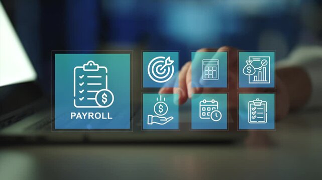 Digital payroll system concept. Employee salary management, financial records and HR administration. 