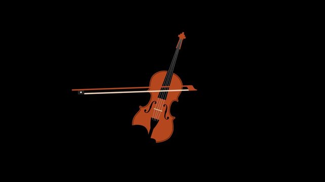Animated **Classical Violin Playing** with Music Notes **Alpha Channel** Loop 4K
