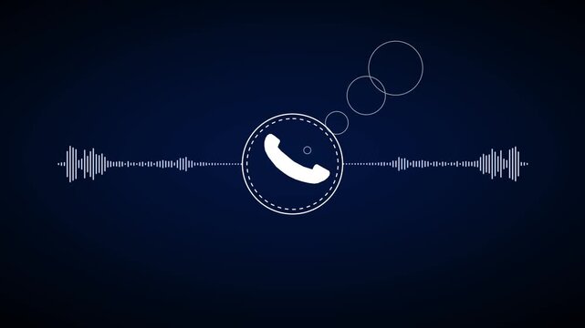 Communication animation pulses telephone wave indicators inside circles. Customer tech helpline software applies a communication animation panel. Standard communication animation.