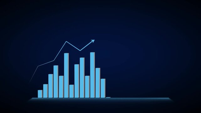 Chart statistics animation updates climbing corporate vector bars on black. Financial report presentation slides use a chart statistics animation. Modern chart statistics animation.