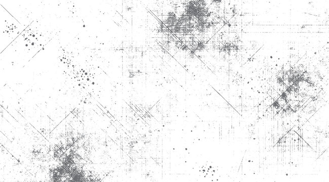 Distressed grunge texture with scattered dots and diagonal lines on white background