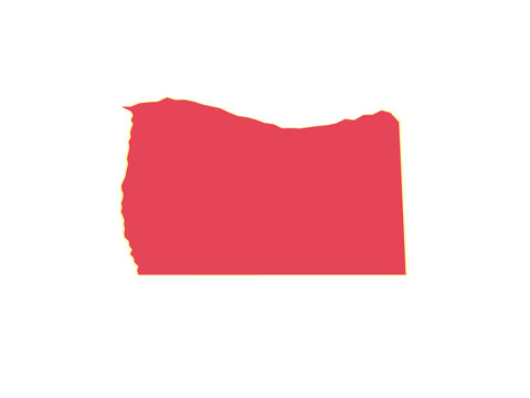 A flat red silhouette map shape of the united states state of oregon