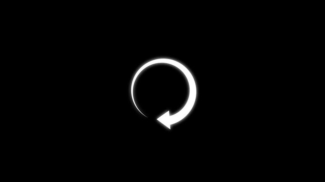 Refresh reload animation rotates electronic looping indicator arrows. Mobile browser interface dashboards implement a refresh reload animation button. Standard refresh reload animation loop.