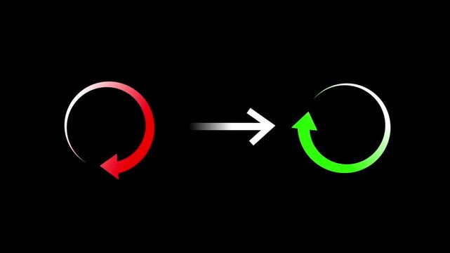 Change progress animation transitions circular vector metrics on black. System optimization applications utilize a change progress animation interface. Clean change progress animation panel.