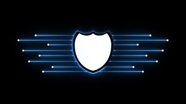 Security protection animation locks database information with cyber frames. Server firewall administration portals apply a security protection animation. Security protection animation screen.