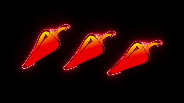 Spicy food animation glows with bright warm pepper shape paths online. Commercial cooking channel video intros require a spicy food animation graphic. Vibrant spicy food animation design.