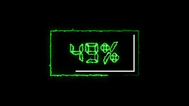 Percentage counter animation loops installation metric values on black. Technical database application dashboards require a percentage counter animation. Precise percentage counter animation.