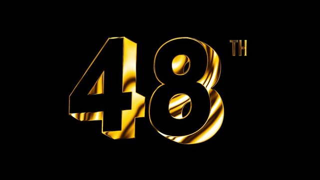 Luxury Golden Forty Eight Number Anniversary Celebration 3D Metallic Typography Isolated Design Animation