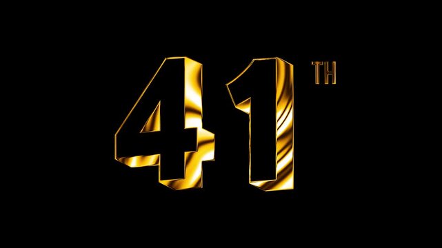 Luxury Golden Forty One Number Anniversary Celebration 3D Metallic Typography Isolated Design Animation