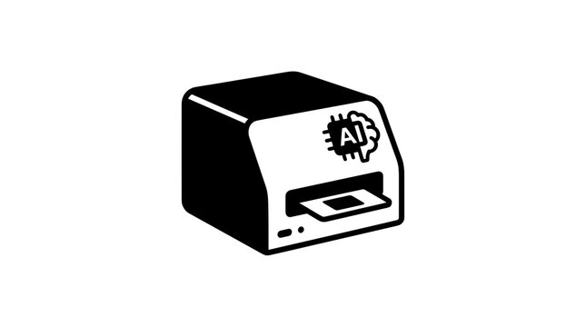 Modern AI printer device with circuit board graphic.