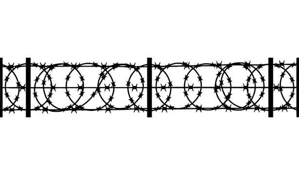 Barbed wire fence illustration security boundary and restriction concept